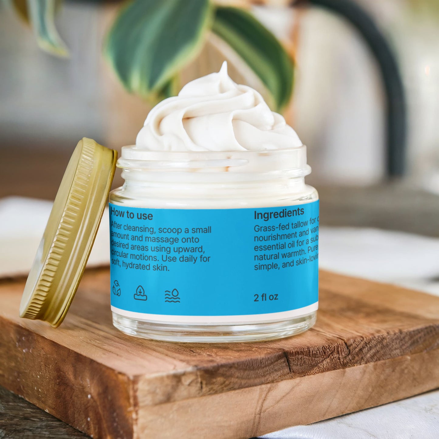 High Healing Whipped Grass-Fed Tallow Balm with Vanilla Bean